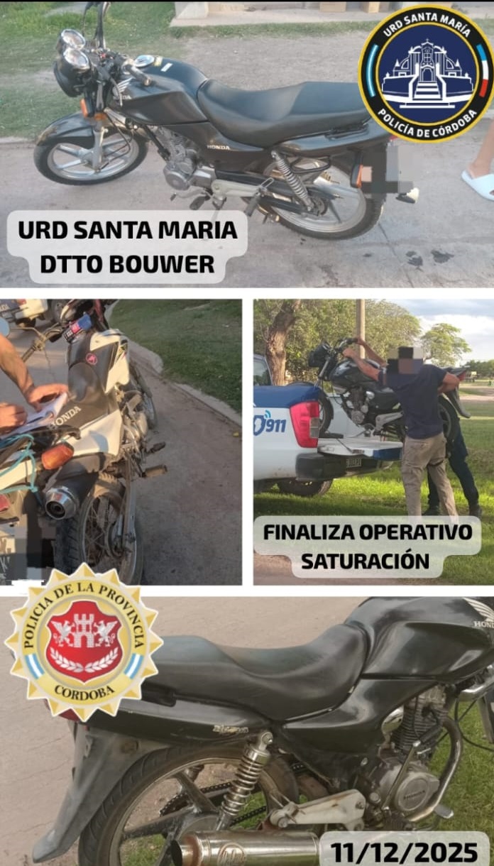 Tres motocicletas fueron retenidas en un operativo policial al ingreso a Bouwer